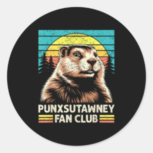 Sticker Rond Club de fans rétro de Punxsutawney Groundhog Solei