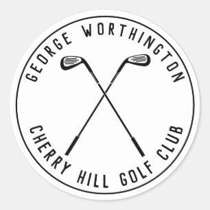 Sticker Rond Club de golf personnalisé classique blanc noir