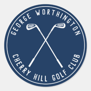 Sticker Rond Club de golf personnalisé classique navy