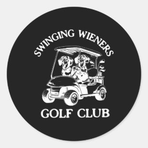 Sticker Rond Club de golf Swinging Wieners Dachshund Wiener Dog