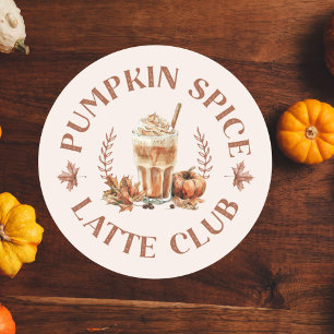 Sticker Rond Club de Latte au Épices de Citrouille Automne