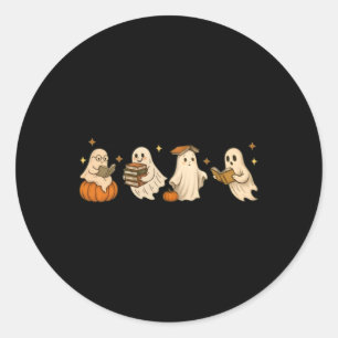 Sticker Rond Club de lecture de livre fantôme mignon lisant Hal