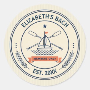 Sticker Rond Club de plage Preppy pour enterrement de vie de je
