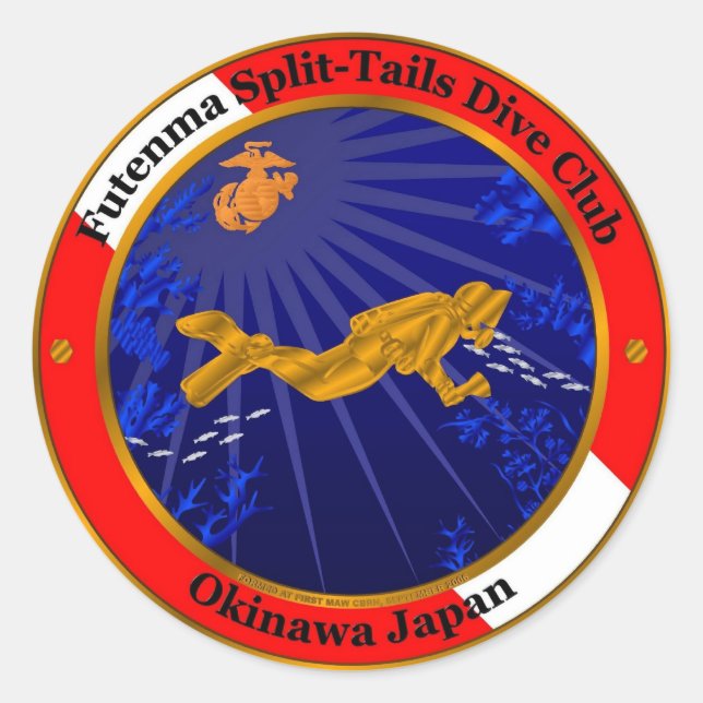Sticker Rond Club de plongée Split Tails (Devant)