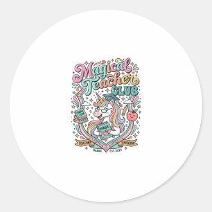 Sticker Rond Club de professeur magique de licorne Kawaii Marke