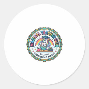 Sticker Rond Club de professeur magique licorne drôle cadeau mi