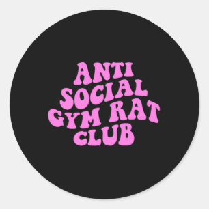 Sticker Rond Club de rat de gym antisocial drôle de gym fitness