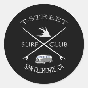Sticker Rond Club de surf T-street San Clemente Californie 