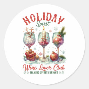 Sticker Rond Club des amoureux des vins de Noël
