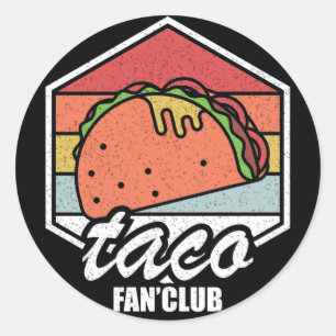 Sticker Rond club des fans de tacos amateurs de tacos vintage p