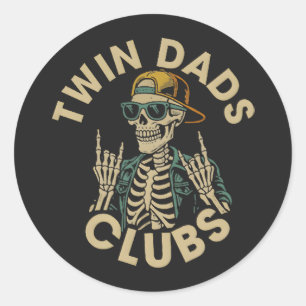 Sticker Rond Club des papas jumeaux squelettes