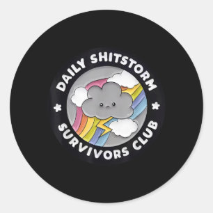 Sticker Rond Club des survivants de la tempête de merde quotidi