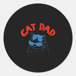Sticker Rond Club Drôle de Papa de Chat 2 Faces La Vie Est Mieu