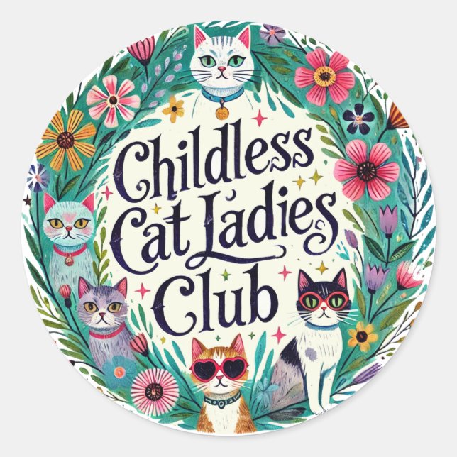 Sticker Rond Club féminin sans chats (Devant)