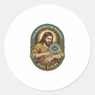 Sticker Rond Club Jésus Tampon Main Ne Lavera Pas L'humour Du M