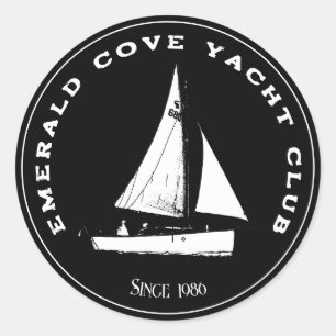 Sticker Rond Club nautique personnalisé. Bateau à voile personn