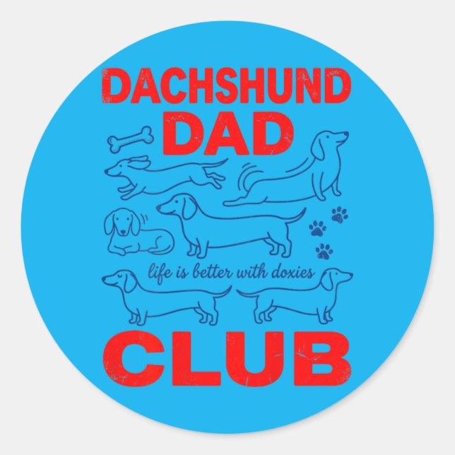 Sticker Rond Club Papa Dachshund sur design dos (Devant)