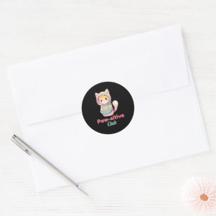 Sticker Rond Club Patte‑Positive Chat Drôle – Chaton Mignon sur