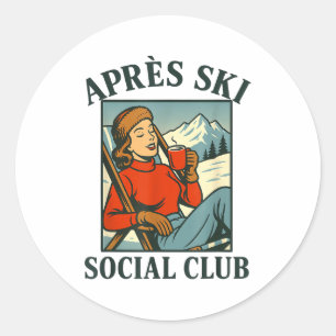 Sticker Rond club social après-ski vacances femmes rétro hiver