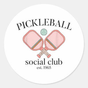 Sticker Rond Club Social de Pickle Ball EST 1965 Hommes Femmes