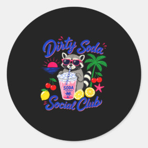 Sticker Rond Club social de soda sale rétro raton laveur été