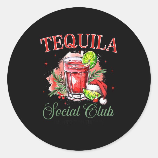 Sticker Rond Club Social de Tequila Queue de Tequila Boire Noël (Devant)