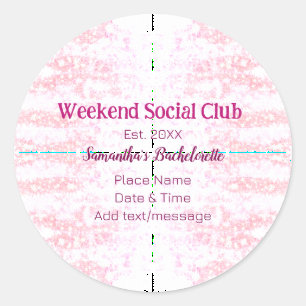 Sticker Rond club social de week-end rose paillettes enterremen