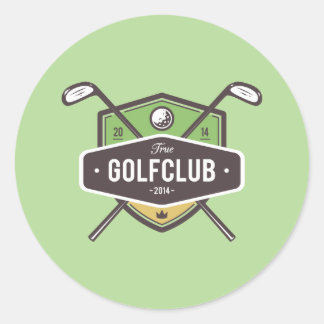 Sticker Rond Clubs De Golf Traversés Avec Bouclier