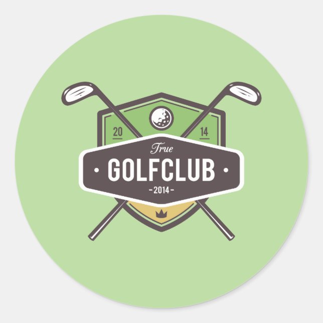 Sticker Rond Clubs De Golf Traversés Avec Bouclier (Devant)
