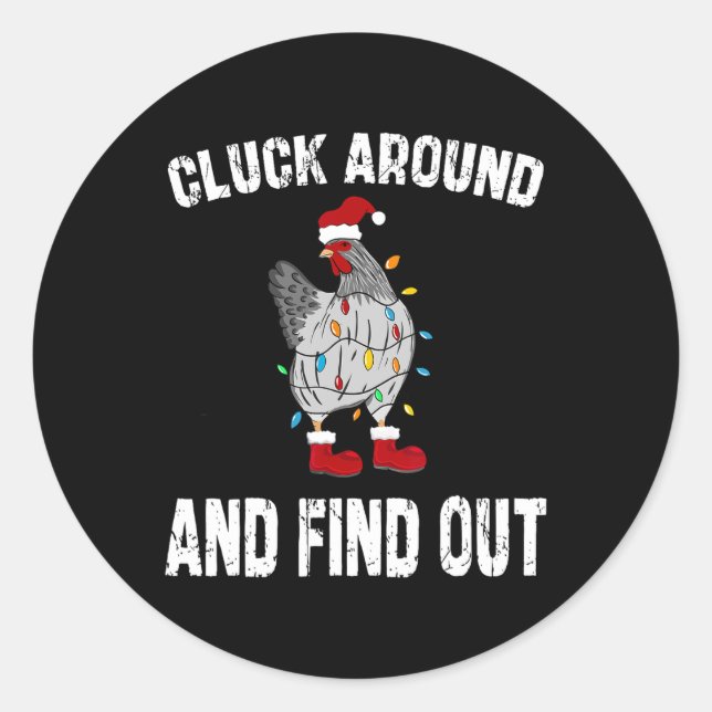 Sticker Rond Cluck Arrondir Et Découvrir Les Amateurs Humours D (Devant)