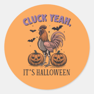 Sticker Rond Cluck Ouais C'est Halloween Farm Rooster