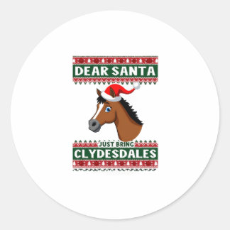 Sticker Rond Clydesdale Horse Christmas Ugly Xmas Sweater Eques