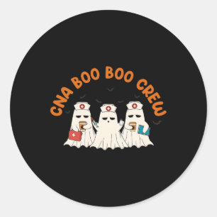 Sticker Rond Cna Boo Boo Crew Nurse Retro Funny Ghost Halloween