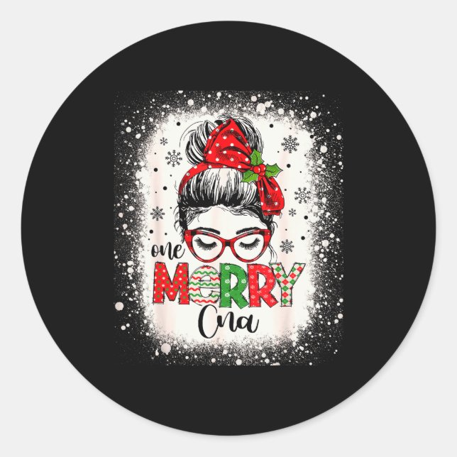 Sticker Rond Cna Nurse Messy Bun Nurse's Aid Christmas  (Devant)
