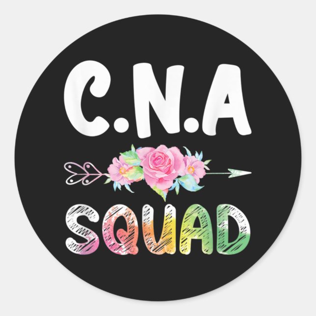 Sticker Rond CNA Nurse Squad Certified Nursing Assistant (Devant)