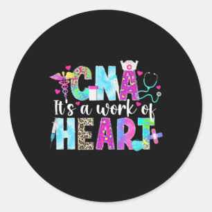 Sticker Rond Cna Travail De Coeur Certifié Infirmière Istant Cn