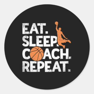 Sticker Rond Coach Basketball Répéter Assistant Manger Sleep