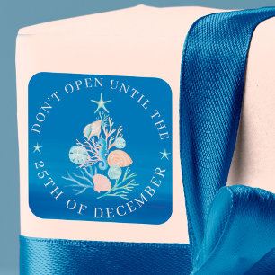 Sticker Rond Coastal Beach Seashell n'ouvre pas avant Noël