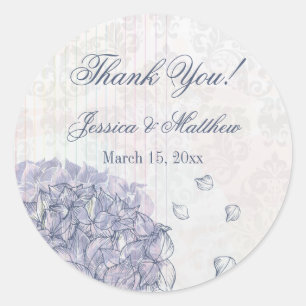Sticker Rond Cobalt bleu hydrangea fleur mariage merci