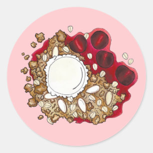 Sticker Rond Cobbler cerise Crumble Dessert Crème de glace Nour