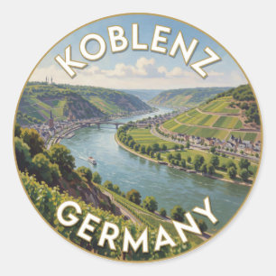 Sticker Rond Coblence Allemagne Deutsches Eck Confluence des ri
