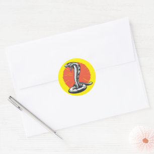 Sticker Rond Cobra Ouverture de la Capote, Serpent Attaquant