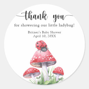 Sticker Rond Coccinelle aquarelle - merci pour la baby shower