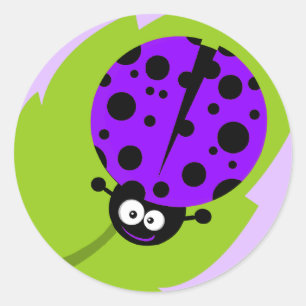Sticker Rond Coccinelle pourpre violette