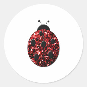 Sticker Rond Coccinelle rouge foncé faux paillettes scintillant