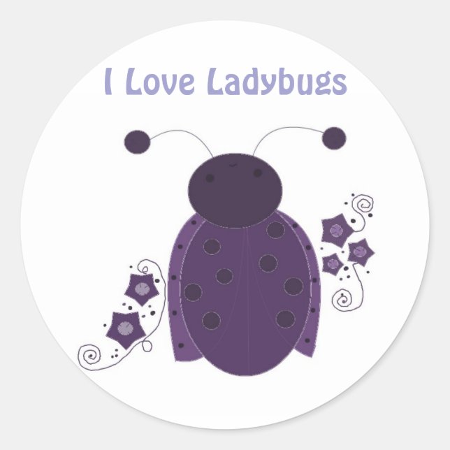 Sticker Rond Coccinelle Violette Fantaisiste (Devant)