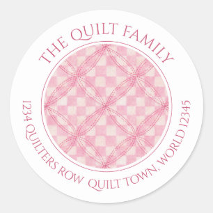 Sticker Rond COCHER ROSE QUILT Petits scellés d'adresses rondes