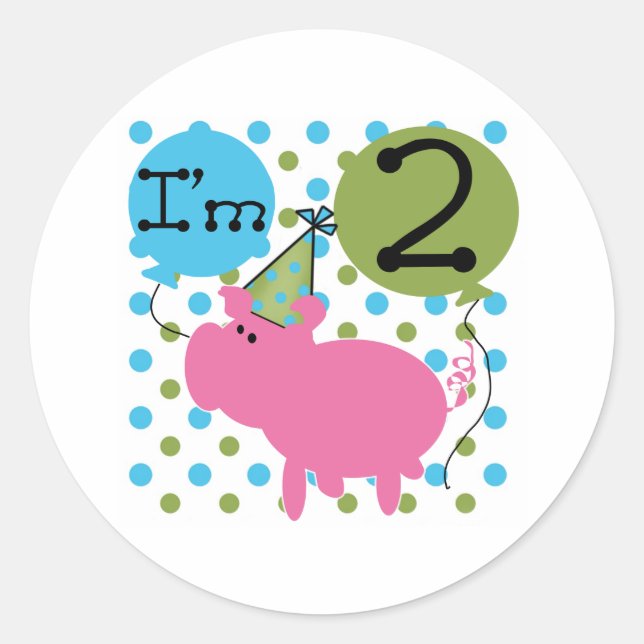 Sticker Rond Cochon 2e anniversaire (Devant)