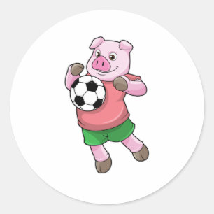 Sticker Rond Cochon à Soccer Sports
