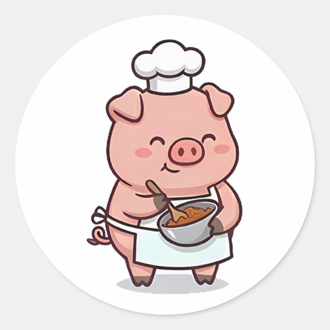 Sticker Rond Cochon Boulanger (Devant)